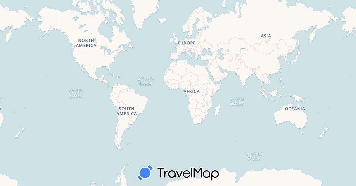 TravelMap itinerary: driving, plane, train, hiking, boat in Austria, France, Thailand (Asia, Europe)